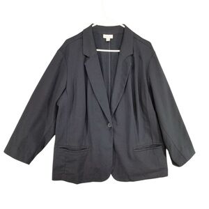 J. Jill Essential Cotton Stretch, One Button Ponte Knit Blazer Jacket Navy XL